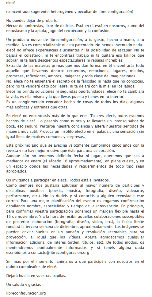 elecé. (concentrado sugerente, heterogéneo y peculiar de libre configuración) 2