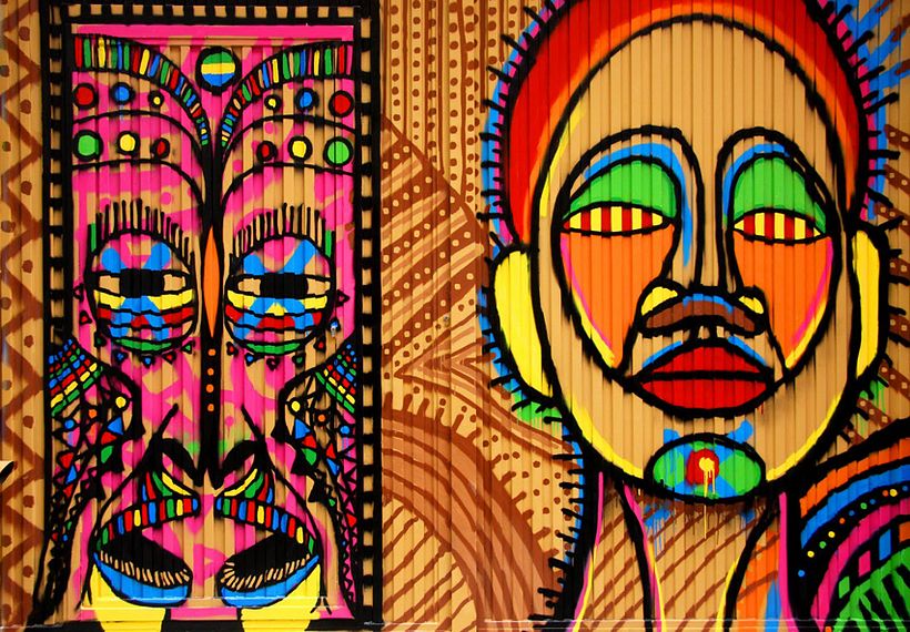 Mural en galería GAZZAMBO (arte africano contemporaneo), CONFUSION Group. / Mural gallery GAZZAMBO (Google Maps) (contemporary African art). 2