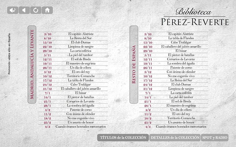 Microsite Pérez-Reverte - Diseño