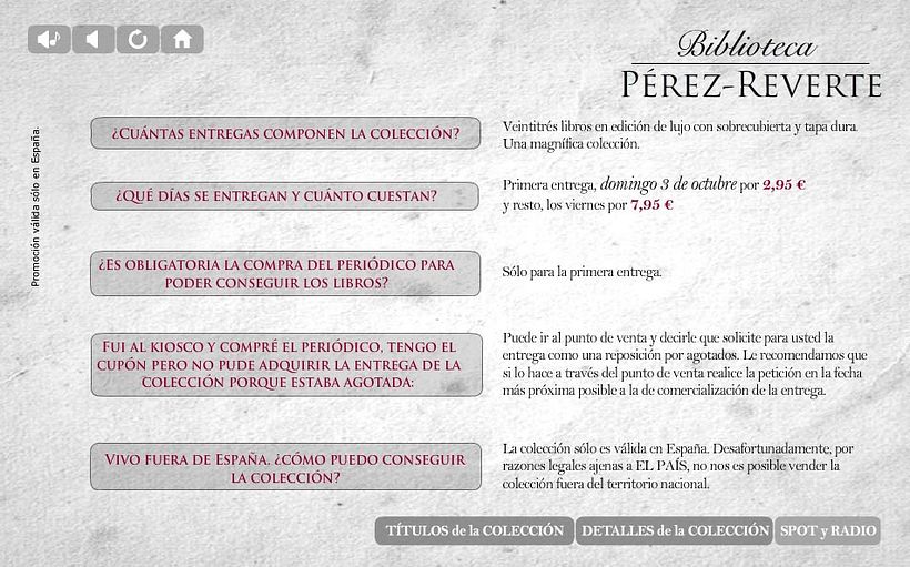 Microsite Pérez-Reverte - Diseño