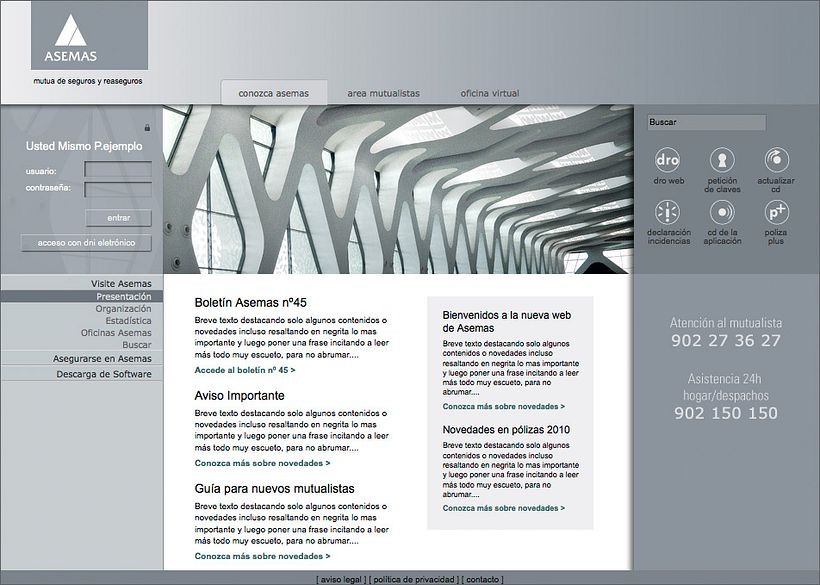 Prototipado Web y boletín ASEMAS - Tasarım