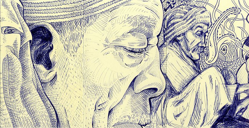 CUADERNO DE VIAJE POR EGIPTO, ilustración a bolígrafo sobre papel MOLESKINE. Egipto, 09 TRAVEL NOTEBOOK BY EGYPT, illustration in pen on Moleskine paper. Egypt, 09 6