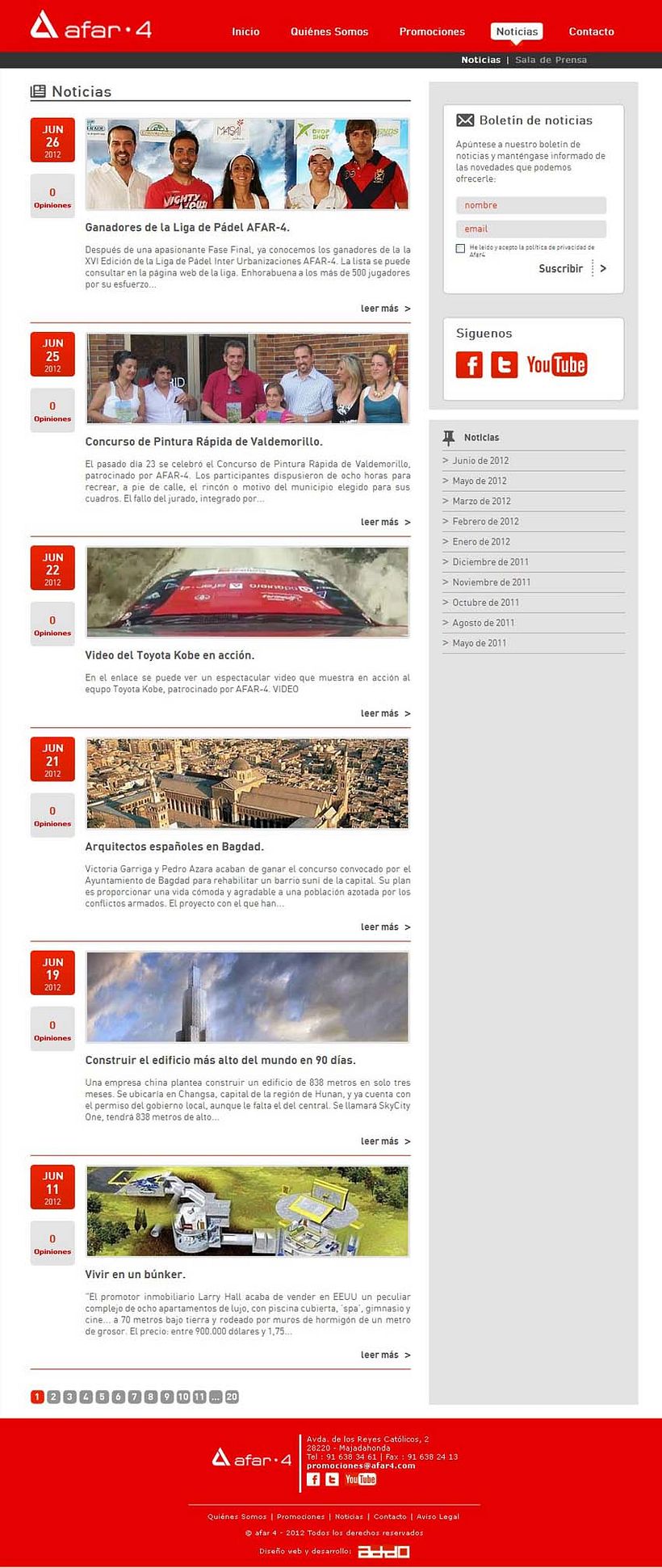 xHTML + CSS + Javascript + PHP + MySQL + CMS (Gestor de Contenidos) - Afar4 Promociones 4