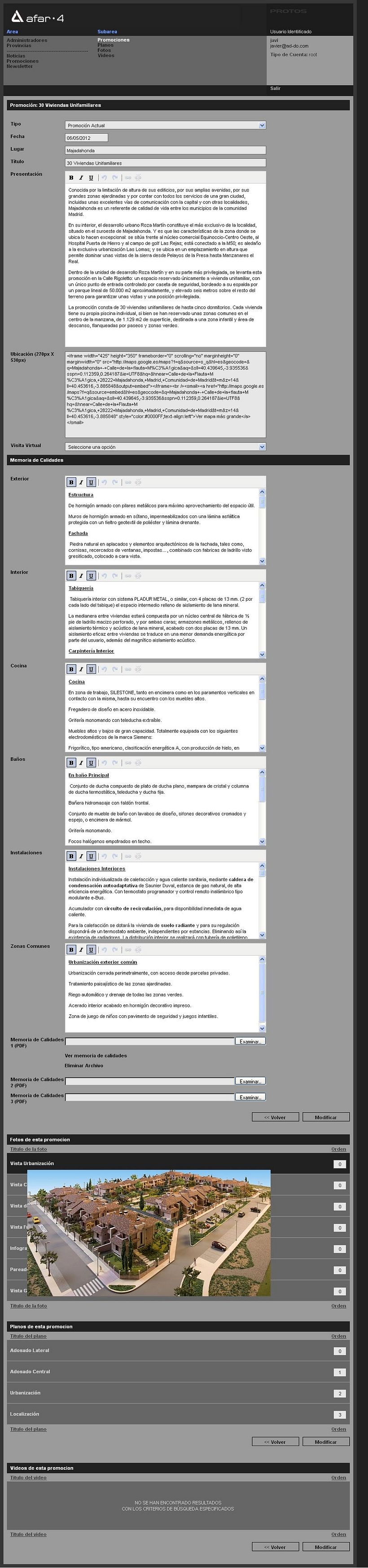 xHTML + CSS + Javascript + PHP + MySQL + CMS (Gestor de Contenidos) - Afar4 Promociones 6