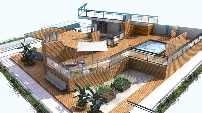 Terraza - ático piso del centro de Barcelona - Diseño