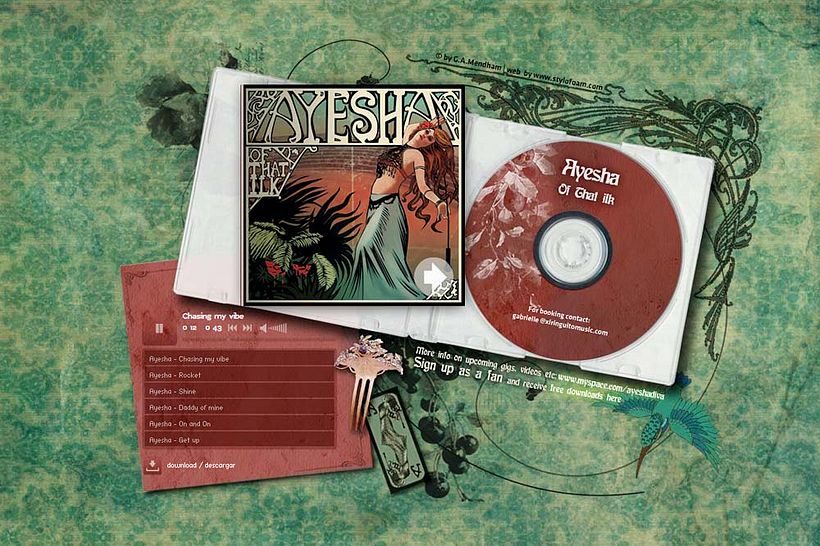 Webdesign for singer/songwriter Ayesha 1