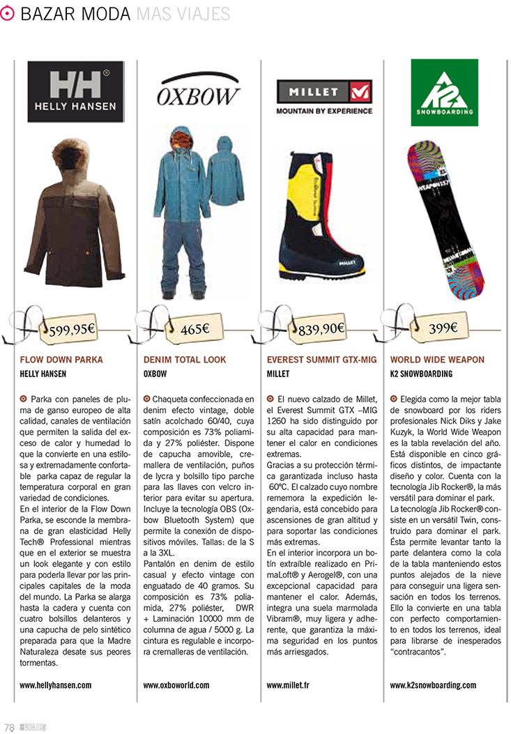 Sección bazar/moda invierno revista Mas Viajes 1