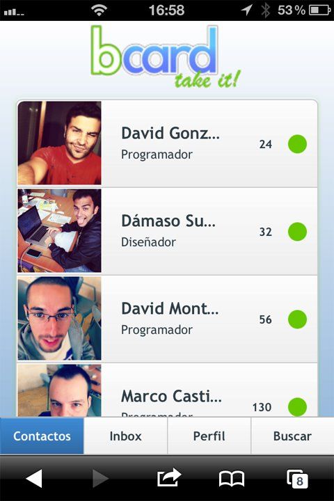  Aplicación bcard 10
