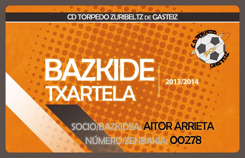 Tarjeta Socio Torpedo Zuribeltz de Gasteiz 1