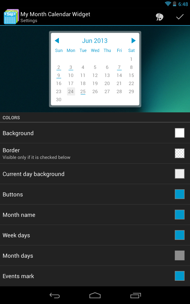 My Month Calendar Widget 4
