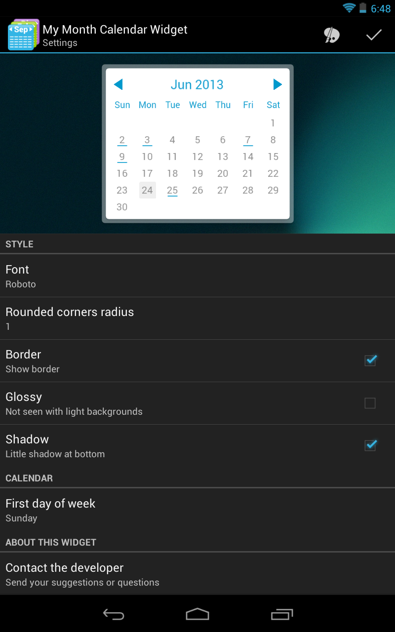 My Month Calendar Widget 5
