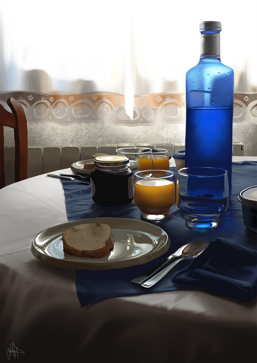 Luz de desayuno - Pintura digital realizada con los dedos en el Ipad 0