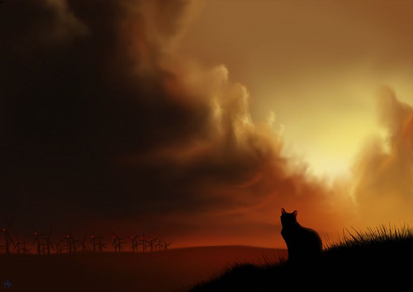 Ocaso - Pintura digital realizada con los dedos en el Ipad -1