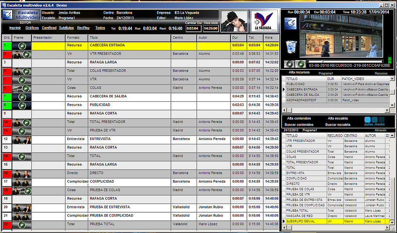 Escaleta_mv aplicación para la gestión de la producción audivisual. Conexión con playout , prompter graficos etc... 2