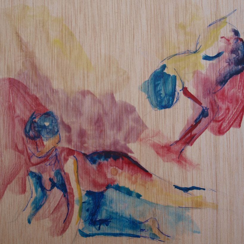 Danzando (acuarela sobre madera) -1