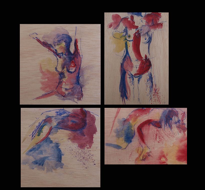 Danzando (acuarela sobre madera) 0