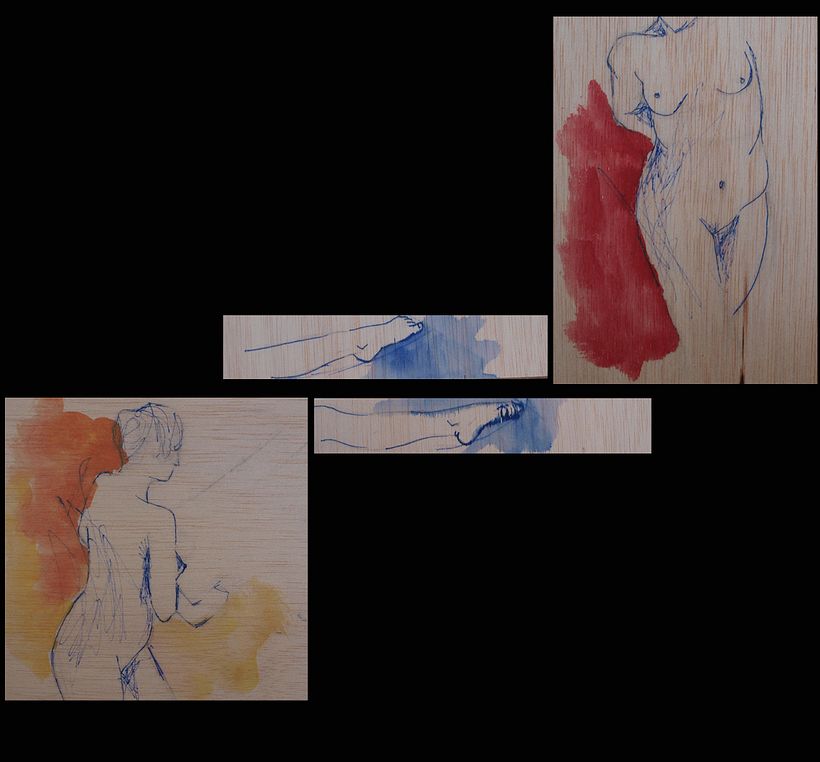 Danzando (acuarela sobre madera) 2
