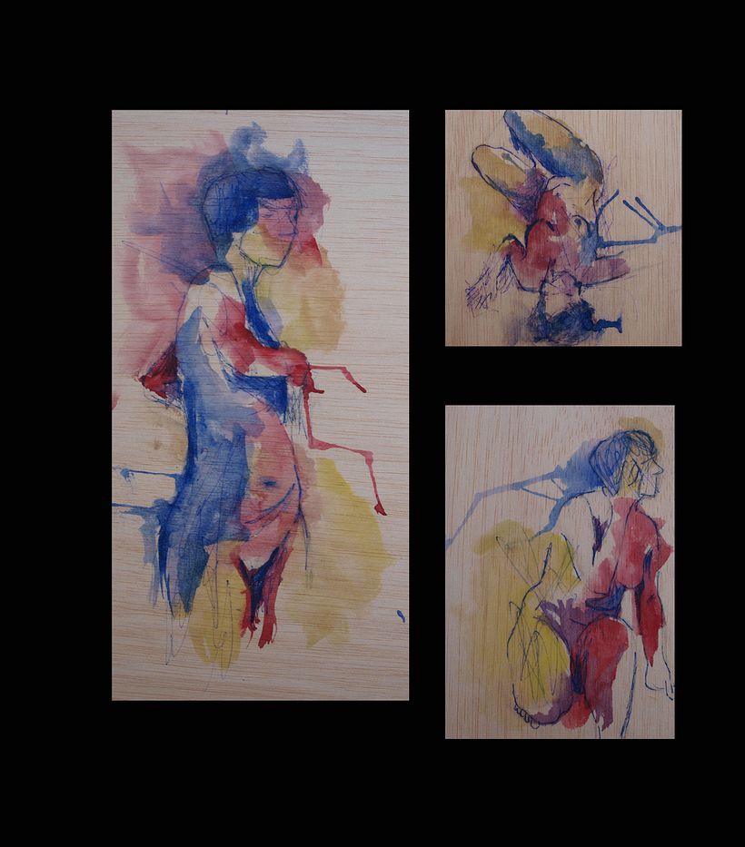 Danzando (acuarela sobre madera) 6