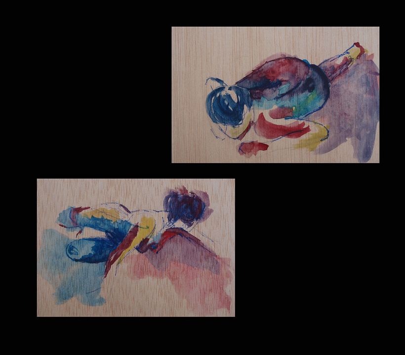 Danzando (acuarela sobre madera) 7