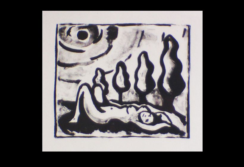 Mujer en el bosque.Litografía 0