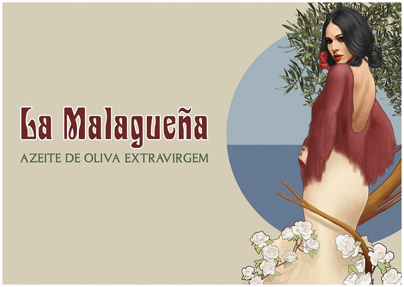 Aceite La Malagueña - Ilustración tradicional
