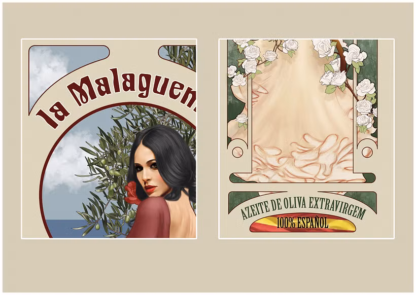 Aceite La Malagueña - Ilustración tradicional