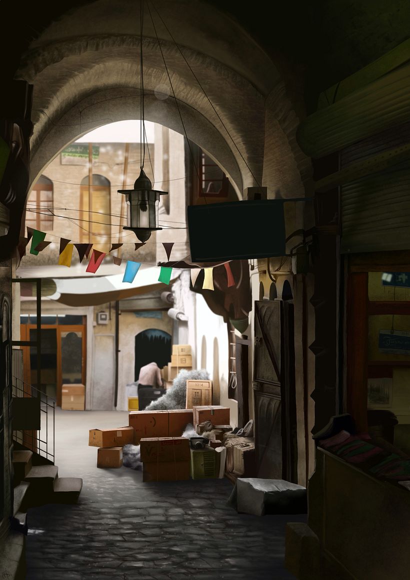 Callejón -  Pintura digital realizada con los dedos en el Ipad  0