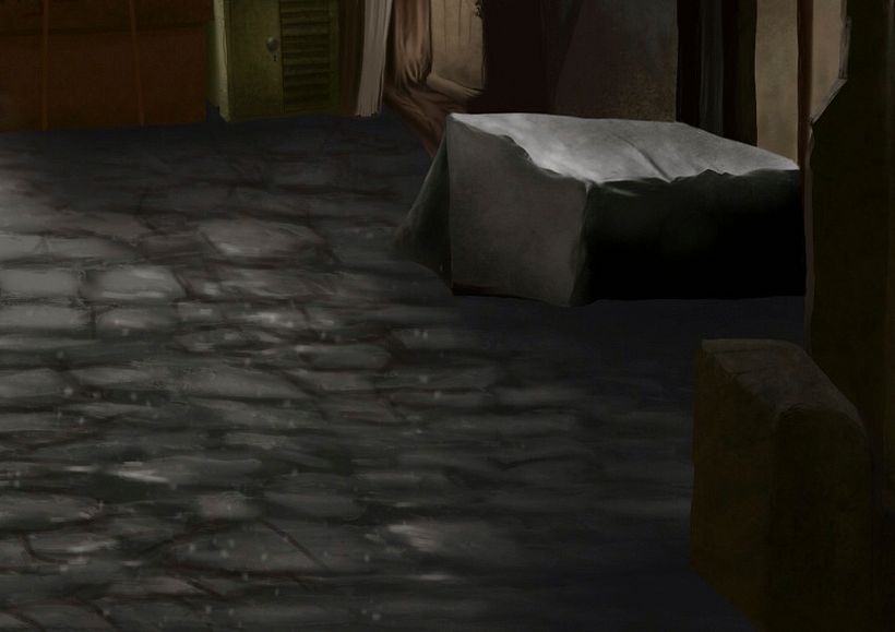 Callejón -  Pintura digital realizada con los dedos en el Ipad  4