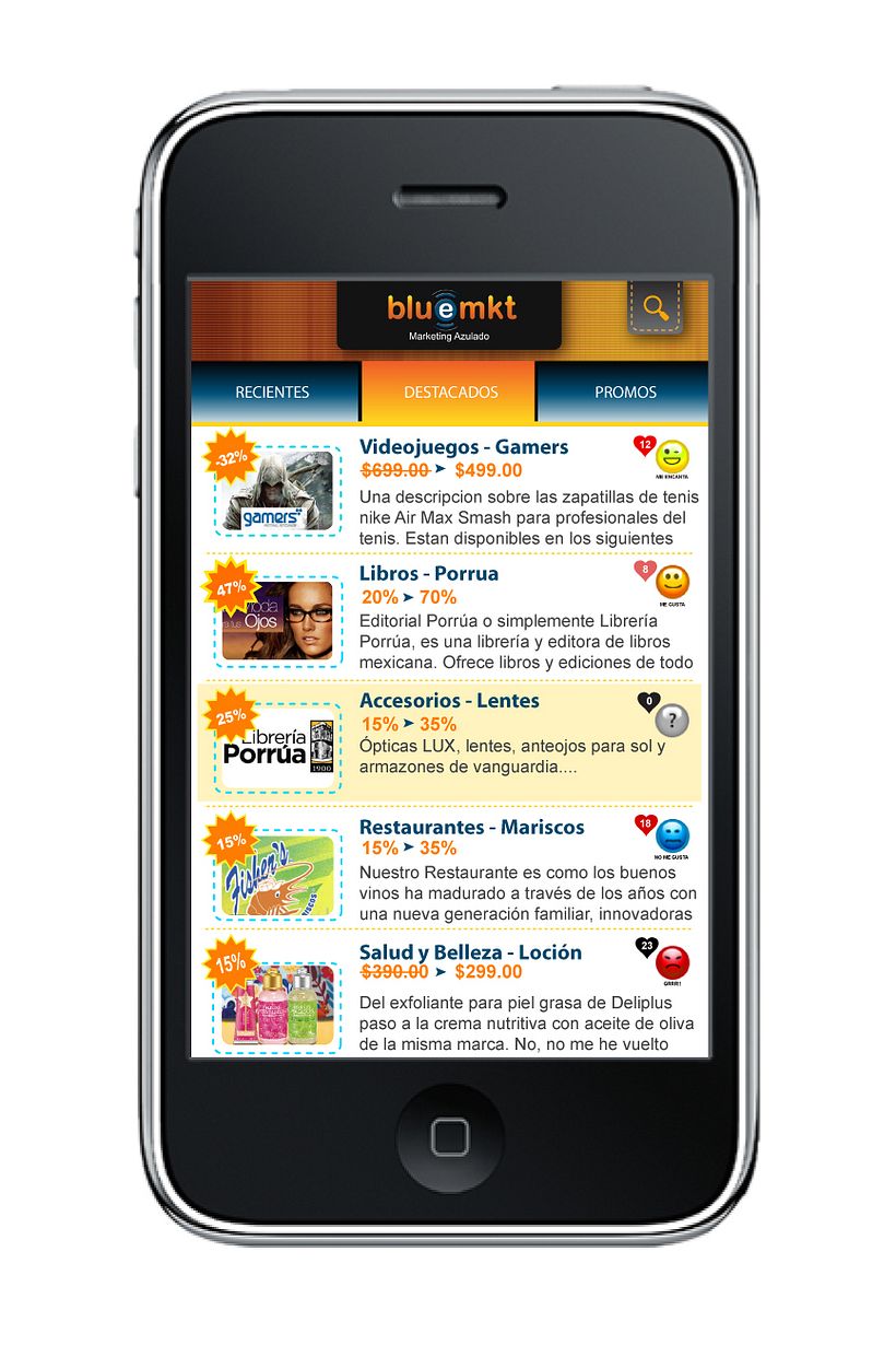 Diseño de Bluemkt App 0