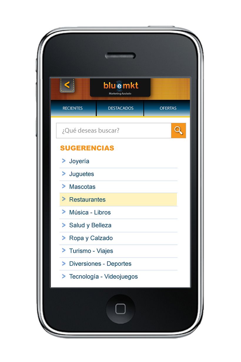 Diseño de Bluemkt App 2