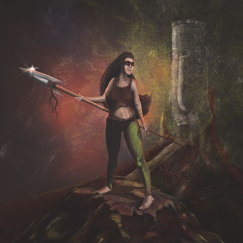 Guerrera del bosque - Traditionelle Illustration