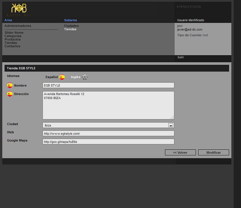 xHTML + CSS + jQuery + PHP + CMS (Gestor de Contenidos) - Kayoa Bay 4