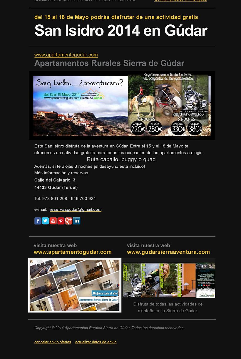 Newsletter evento: San Isidro aventurero, Gúdar -1