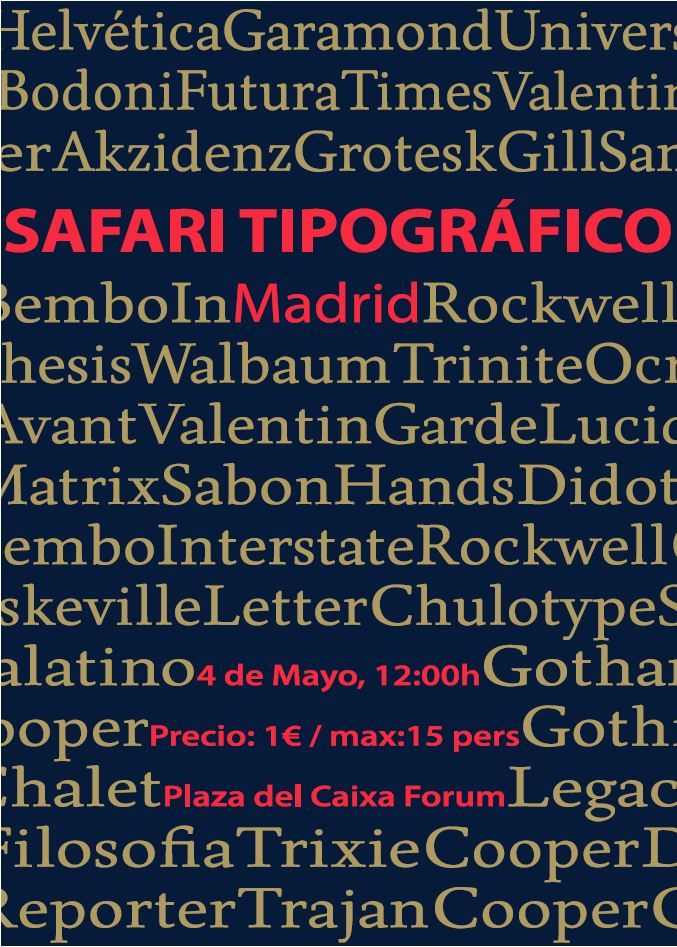 Propuesta de Maquetación Póster Safary Tipográfico en Madrid 0