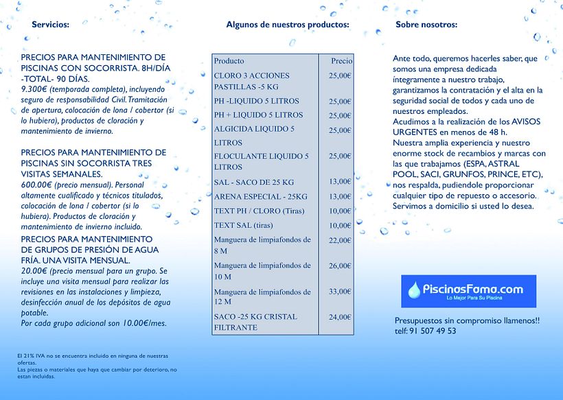 Triptico Piscinas Fama - Branding & Identity