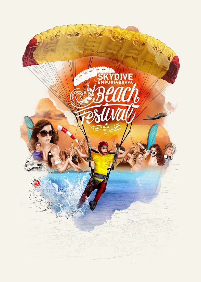 Skydive Empuriabrava Beach Festival Illustrations by Martín Echeverría 1