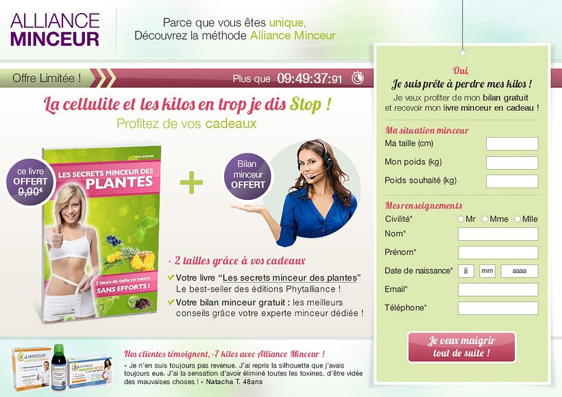Design et Intégration de landing page pour Alliance Minceur -1