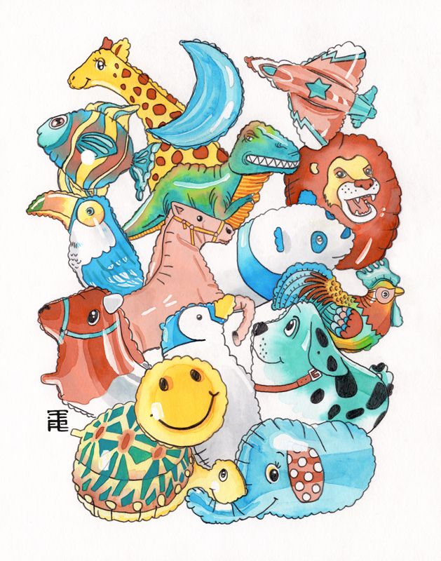 Globos de animales · acuarela 0