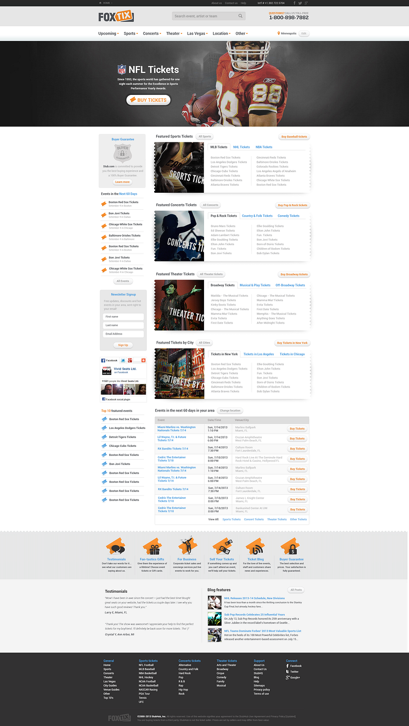 Tickets site website design (USA)﻿ -1