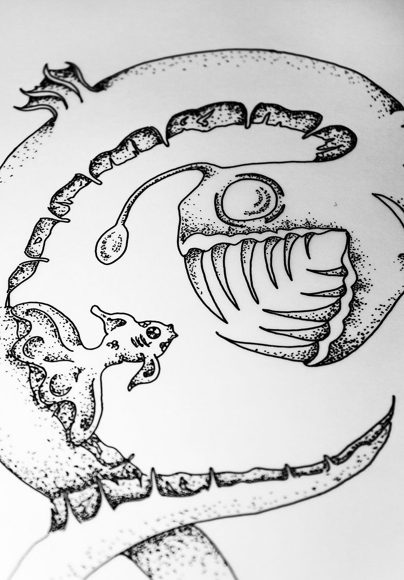 Hungry fish - Traditionele illustratie