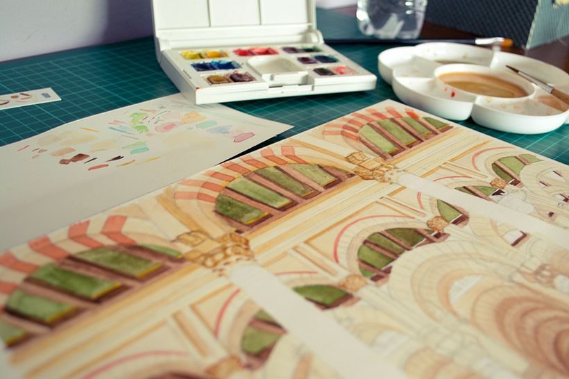 Acuarela: Mezquita de Córdoba 4