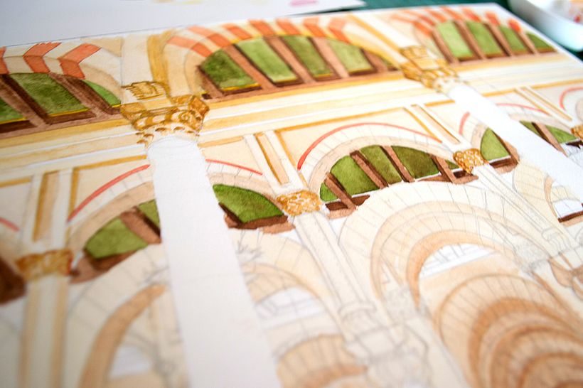 Acuarela: Mezquita de Córdoba 5