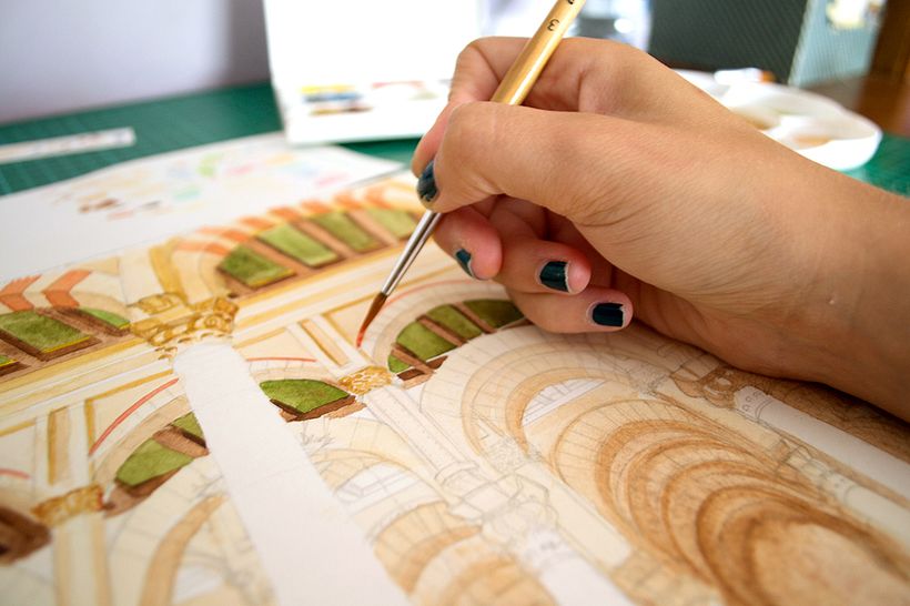 Acuarela: Mezquita de Córdoba 7