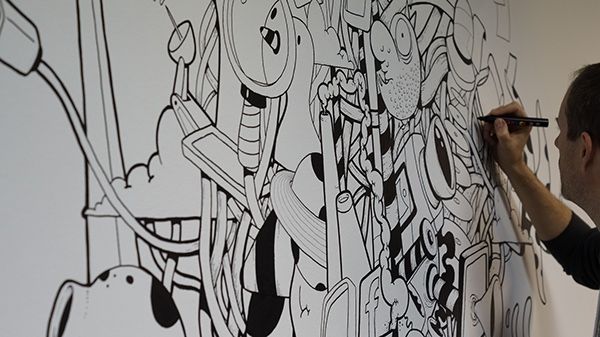 Mural en las oficinas de Fugu 7