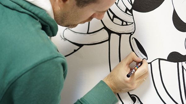 Mural en las oficinas de Fugu 9