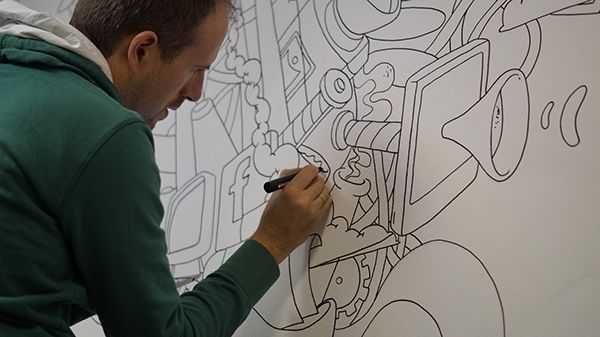 Mural en las oficinas de Fugu 15