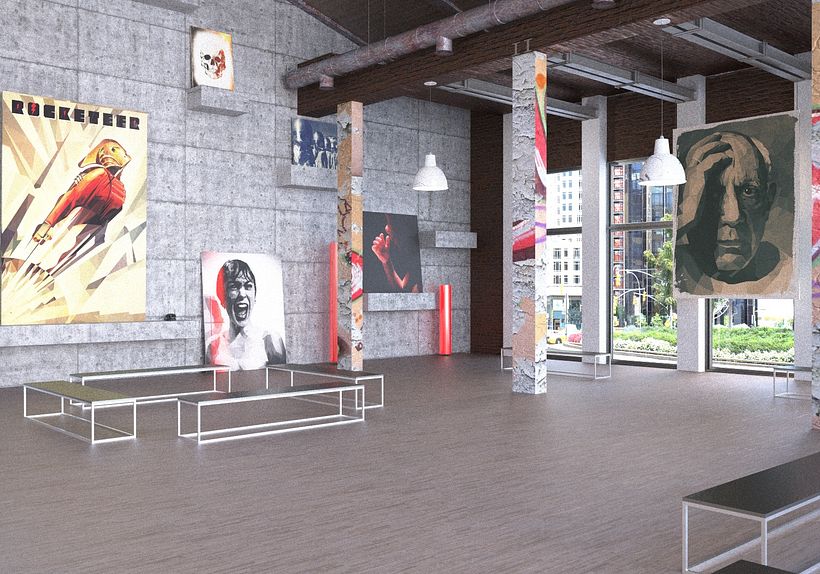 Geometric Exposition Gallery 3D Scene 4