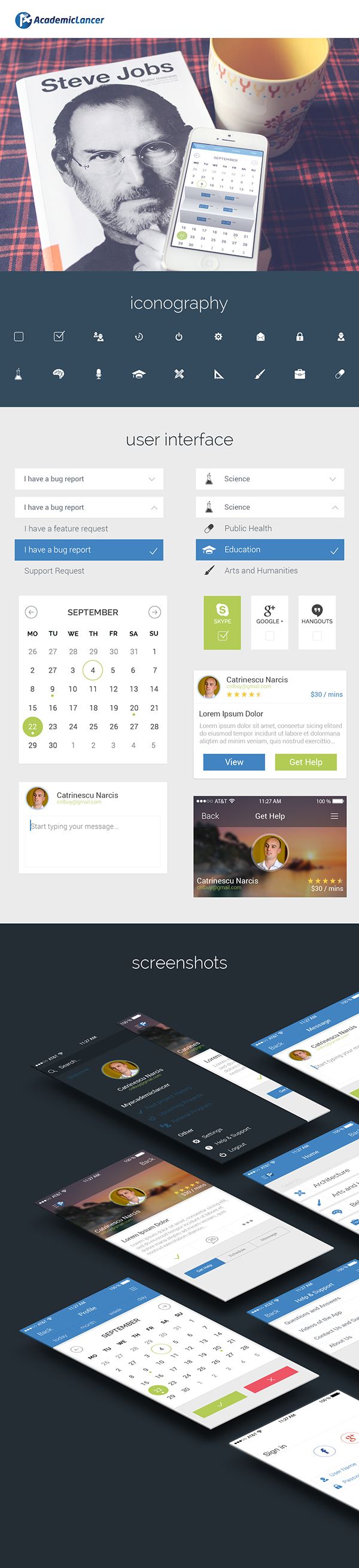 Academic Lancer /  iOS app for freelancer - UX / UI