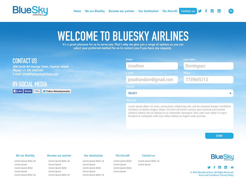 BlueSky Airlines Website 6