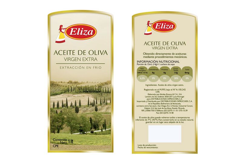 Diseño de etiqueta para Aceite de Oliva Eliza -1